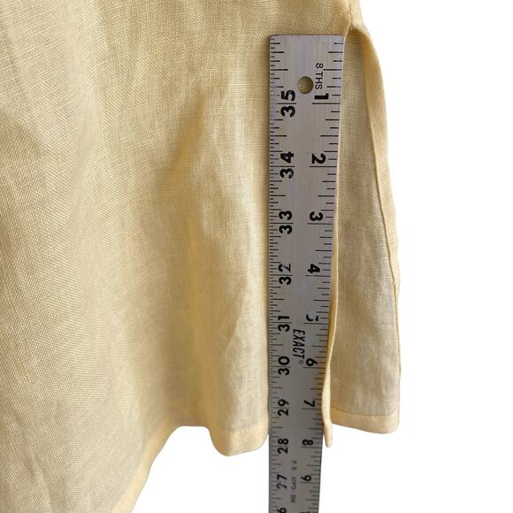 TALBOTS 8 Irish Linen Button Down Sleeveless Top Side Slits Yellow Beachy - Picture 11 of 13